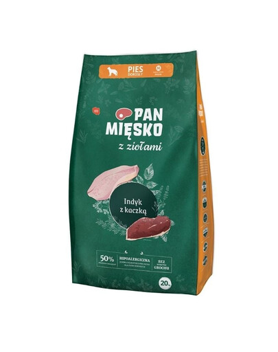 z ziołami Indyk z kaczką M 20 kg dla ras średnich
