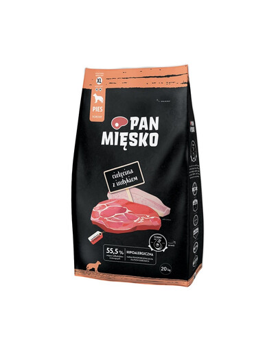 PAN MIĘSKO Trockenfutter Kalbfleisch mit Truthahn für adulte Hunde XL hypoallergen 20kg