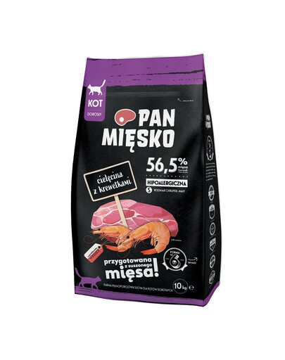 PAN MIĘSKO Trockenfutter Kalbfleisch mit Garnelen für Katzen 10 kg