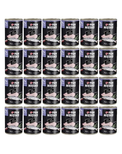 PAN MIĘSKO Nassfutter mit Pute, Lachs und Rosmarin für Kätzchen hypoallergen 24x400 g