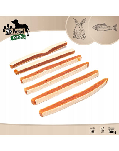 Paski z królika i dorsza 500 g przysmak dla psa