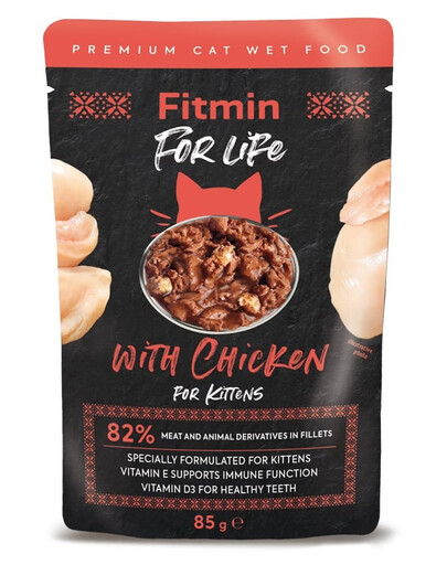 FITMIN Cat For Life pouch kitten chicken Nassfutter mit Huhn für Kätzchen 85 g