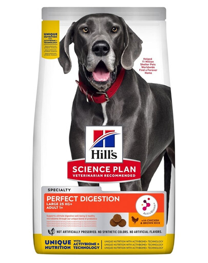 HILL'S Science Plan Canine Adult Large Perfect Digestion Chicken and Brown Rice Futter für gesunde Verdauung für große Hunde 14 kg