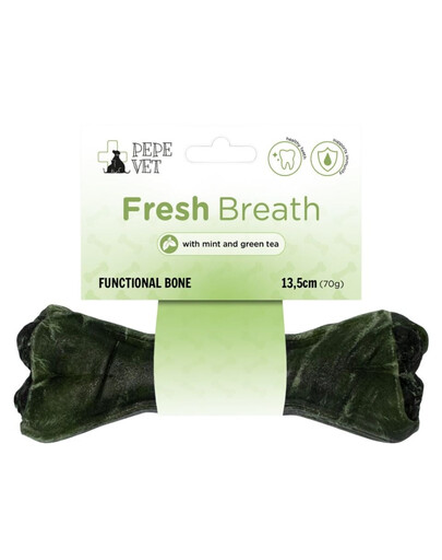 PAKA ZWIERZAKA PEPE Vet Fresh Breath Knochen Minze, grüner Tee für frischen Atem bei Hunden 13,5 cm (70g)