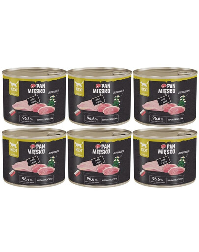 PAN MIĘSKO Nassfutter mit Pute, Gans und Kamille für adulte Katzen hypoallergen 6x200 g