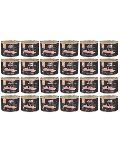 PAN MIĘSKO Nassfutter mit Pute, Kaninchen und Thymian für adulte Katzen hypoallergen 24x200 g
