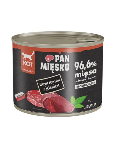 PAN MIĘSKO Nassfutter Wildschwein mit Hirsch für adulte Katzen hypoallergen 200 g