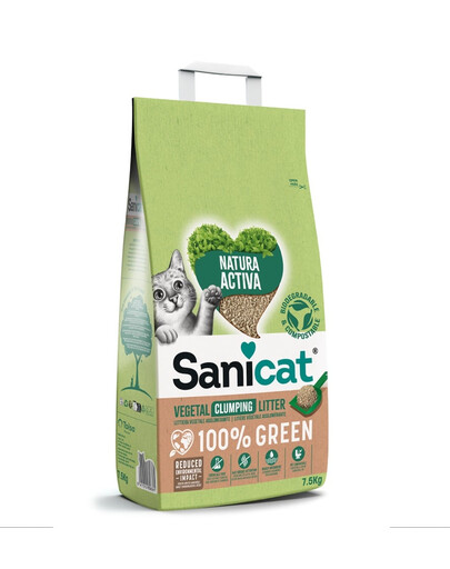 SANICAT Natura Activa Green Klumpstreu pflanzliches Katzenstreu 7,5 kg