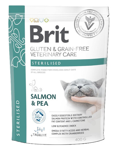 BRIT Grain Free Veterinary Care Cat Sterilised Salmon and Pea 400 g