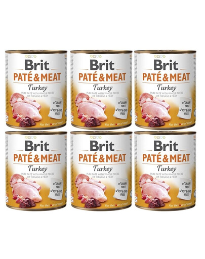 BRIT Pate&Meat turkey 6x800 g pasztet z indykiem dla psa