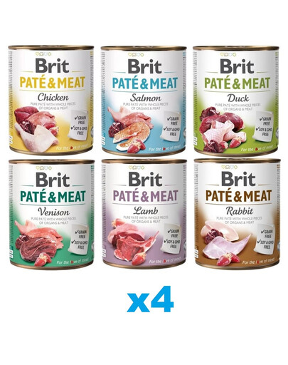 BRIT Pate&Meat Mix smaków 24x800 g pasztet dla psów