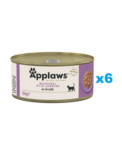 APPLAWS Cat Adult Mackerel with Sardine in Broth makrela i sardynka w bulionie 6x156 g