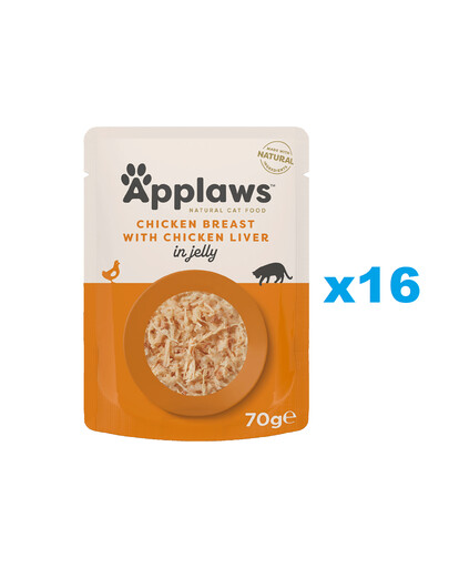 APPLAWS Cat Adult Pouch Chicken Breast with Liver in Jelly kurczak i wątróbka w galarecie 16x70 g