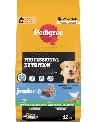PEDIGREE Professional Nutrition Junior z Drobiem i Warzywami 12 kg dla szczeniąt ras średnich i dużych