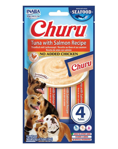 Dog Churu Fish Based Tuna with Salmon Recipe 4x14g kremowe przysmaki z tuńczykiem i łososiem dla psów