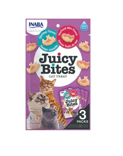 Juicy Bites wilgotne przysmaki krewetki i owoce morza dla kota 33,9 g (3x11,3 g)