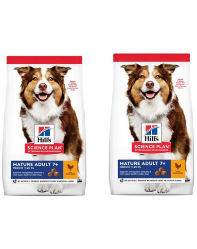 HILL'S SCIENCE PLAN Medium Mature Adult 7+ Trockenfutter mit Huhn für ältere Hunde 28 kg (2x14 kg)