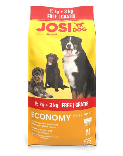 JOSERA JosiDog Economy für Hunde mit normaler Aktivität 15kg + 3kg Gratis