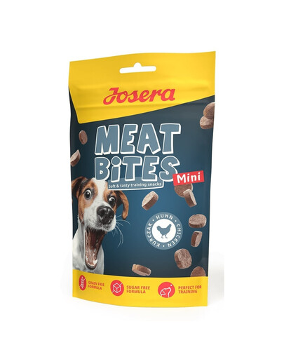 JOSERA Meat Bites Mini Chicken Trainingssnacks mit Huhn für Hunde kleiner Rassen 24x70g