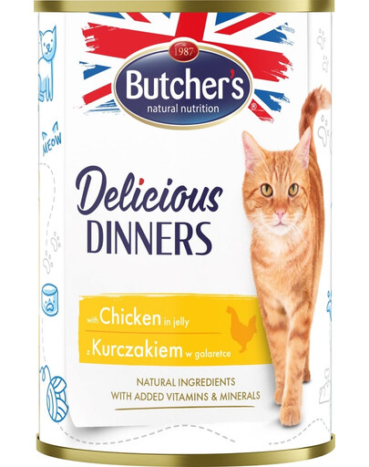 Delicious Dinners, karma dla kota, kawałki z kurczakiem w galaretce, 400g