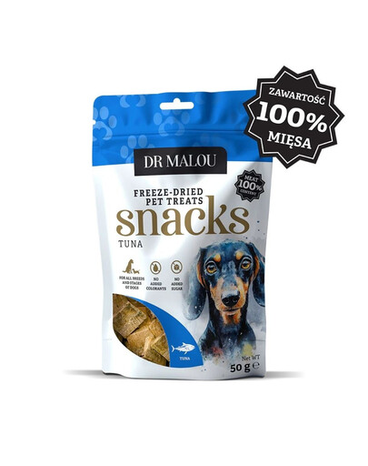 DR MALOU Fleischwürfel aus 100 % gefriergetrocknetem Thunfischfleisch, 50 g Hundeleckerli