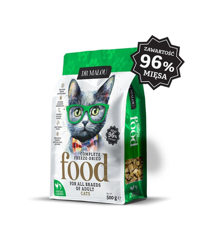 DR MALOU Gefriergetrocknetes Futter Huhn mit Lachs 500g Trockenfutter für Katzen
