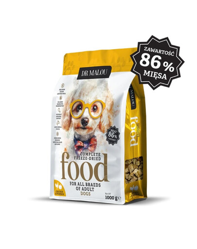 DR MALOU Gefriergetrocknetes Futter Huhn mit Kürbis 1 kg Trockenfutter für Hunde