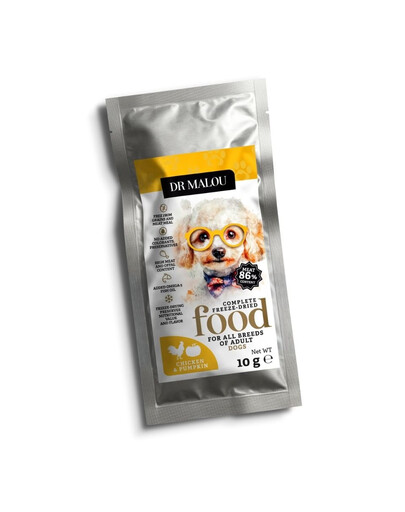 DR MALOU Gefriergetrocknetes Futter Huhn mit Kürbis 10 g Trockenfutter für Hunde