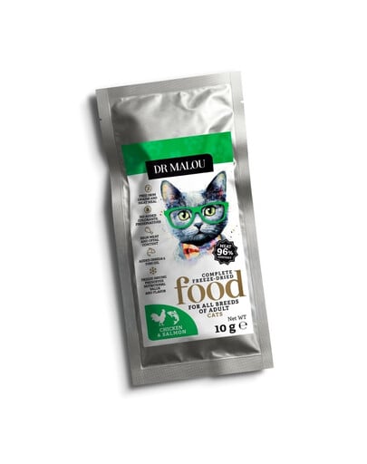 DR MALOU Gefriergetrocknet Huhn mit Lachs 10 g Trockenfutter für Katzen