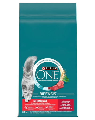 PURINA ONE Sterilcat Trockenfutter reich an Rind und Weizen für sterilisierten Katzen 9,75 kg
