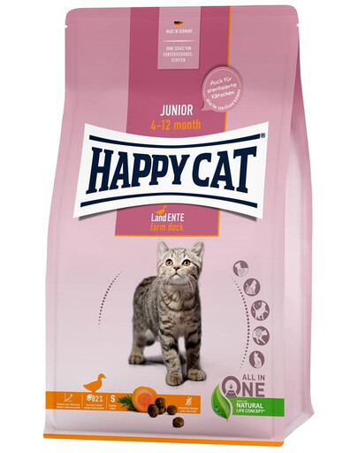 HAPPY CAT Junior Trockenfutter mit Ente für Kätzchen getreidefrei 4 kg
