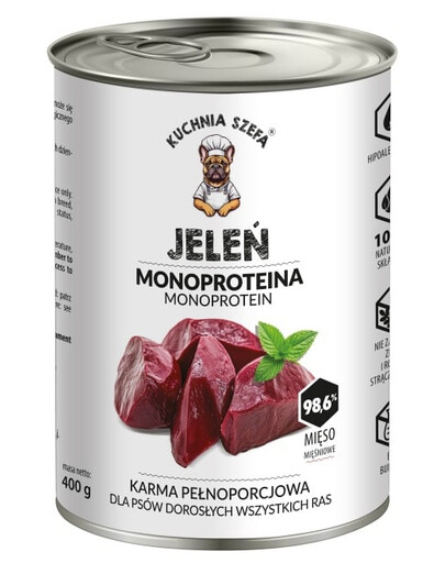 KUCHNIA SZEFA Nassfutter Hirsch Monoprotein für Hunde 400g