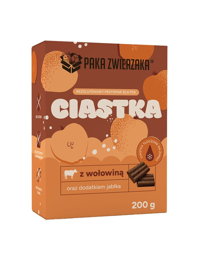 PAKA ZWIERZAKA Snack Kekse mit Rind mit Apfel glutenfrei für Hunde 200g
