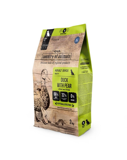 COUNTRY OF ANIMALS Duck with Pear Trockenfutter mit Ente und Birne für adulte M Hunde 2 kg