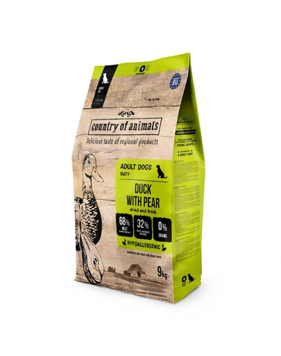 COUNTRY OF ANIMALS Duck with Pear Trockenfutter mit Ente und Birne für adulte M Hunde 9 kg