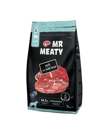 MR MEATY Pork with Wild Boar Trockenfutter mit Schweinefleisch mit Wildschwein für adulte Hunde XL hypoallergen 9 kg