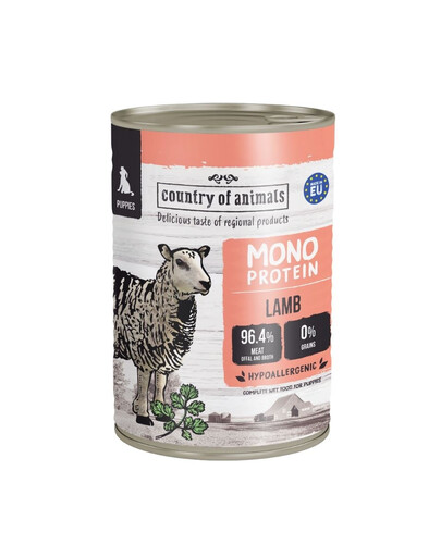 COUNTRY OF ANIMALS Nassfutter Monoprotein Lamm für Welpen 400g