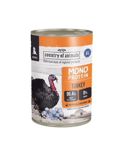 COUNTRY OF ANIMALS Nassfutter Monoprotein Pute für Welpen 400g