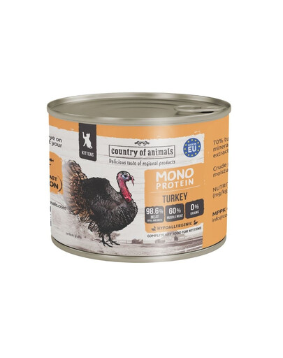 COUNTRY OF ANIMALS Nassfutter Monoprotein Truthahn für Kätzchen 200g
