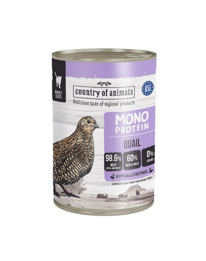COUNTRY OF ANIMALS Nassfutter Monoprotein Wachtel für adulte Katzen 400g
