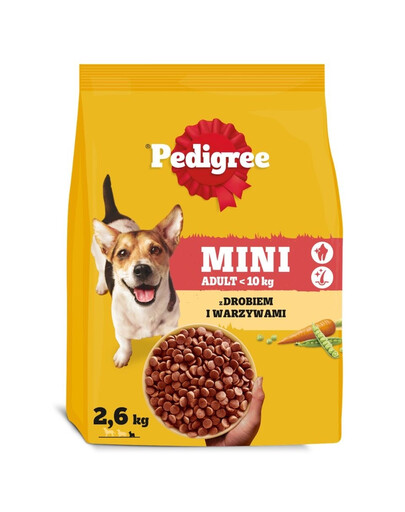 PEDIGREE Adult Mini mit Geflügel und Gemüse Trockenfutter für kleine Hunderassen 2,6 kg
