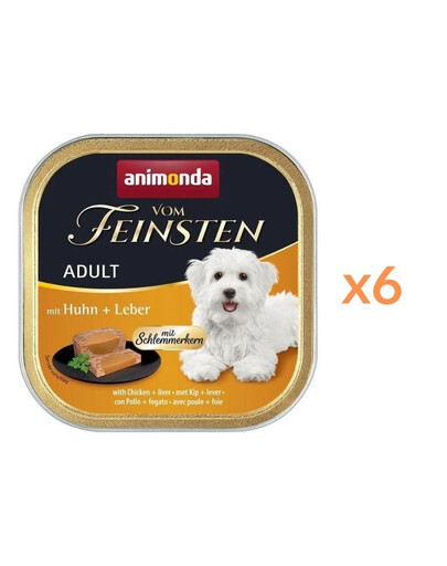 ANIMONDA Vom Feinsten Adult Nassfutter mit Huhn und Leber Pastete für Hunde 6x150g