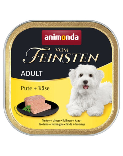 ANIMONDA Vom Feinsten Nassfutter mit Pute und Käse für adulte Hunde 150g