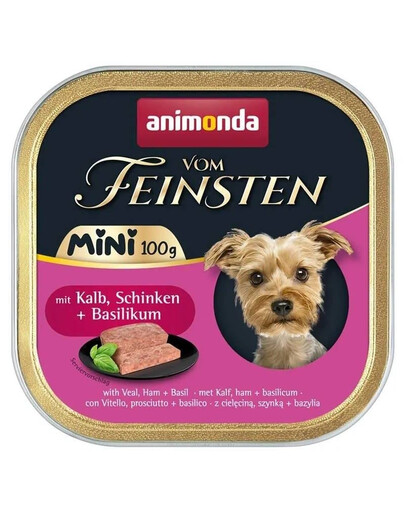 ANIMONDA Vom Feinsten Nassfutter mit Kalbfleisch, Schinken und Basilikum für kleine Hunderassen 24x100g