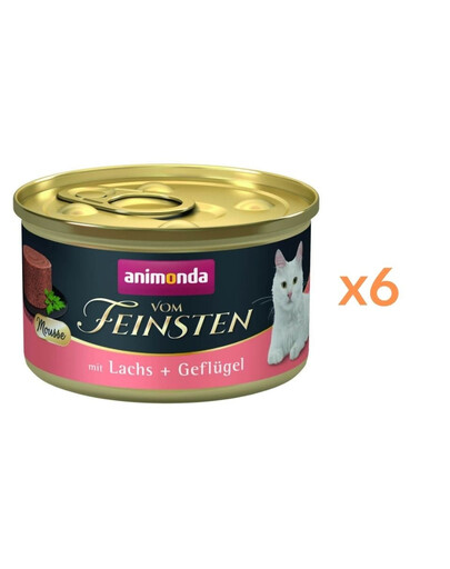 ANIMONDA Vom Feinsten Nassfutter mit Lachs und Geflügel Mousse für adulte Katzen getreidefrei 6x85 g