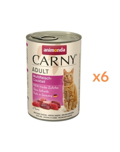 ANIMONDA Carny Nassfutter mit Fleischcocktail für adulte Katzen getreidefrei 6x85 g