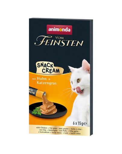 ANIMONDA Vom Feinsten Snack Cream z kurczakiem i kocią trawą 6x15g kremowa przekąska dla kotów