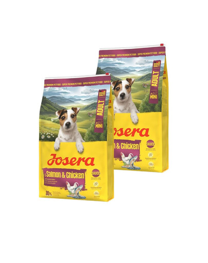 JOSERA Mini Adult Salmon and Chicken glutenfreies Futter mit Soße für kleine Hunderassen 2x10kg