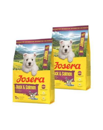 JOSERA Duck and Salmon Junior Mini für die gesunde Entwicklung von Welpen kleiner Rassen 2x3kg