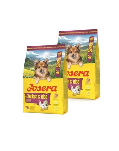 JOSERA Mini Senior Chicken and Rice glutenfreies Futter für ältere Hunde kleiner Rassen 2x3 kg
